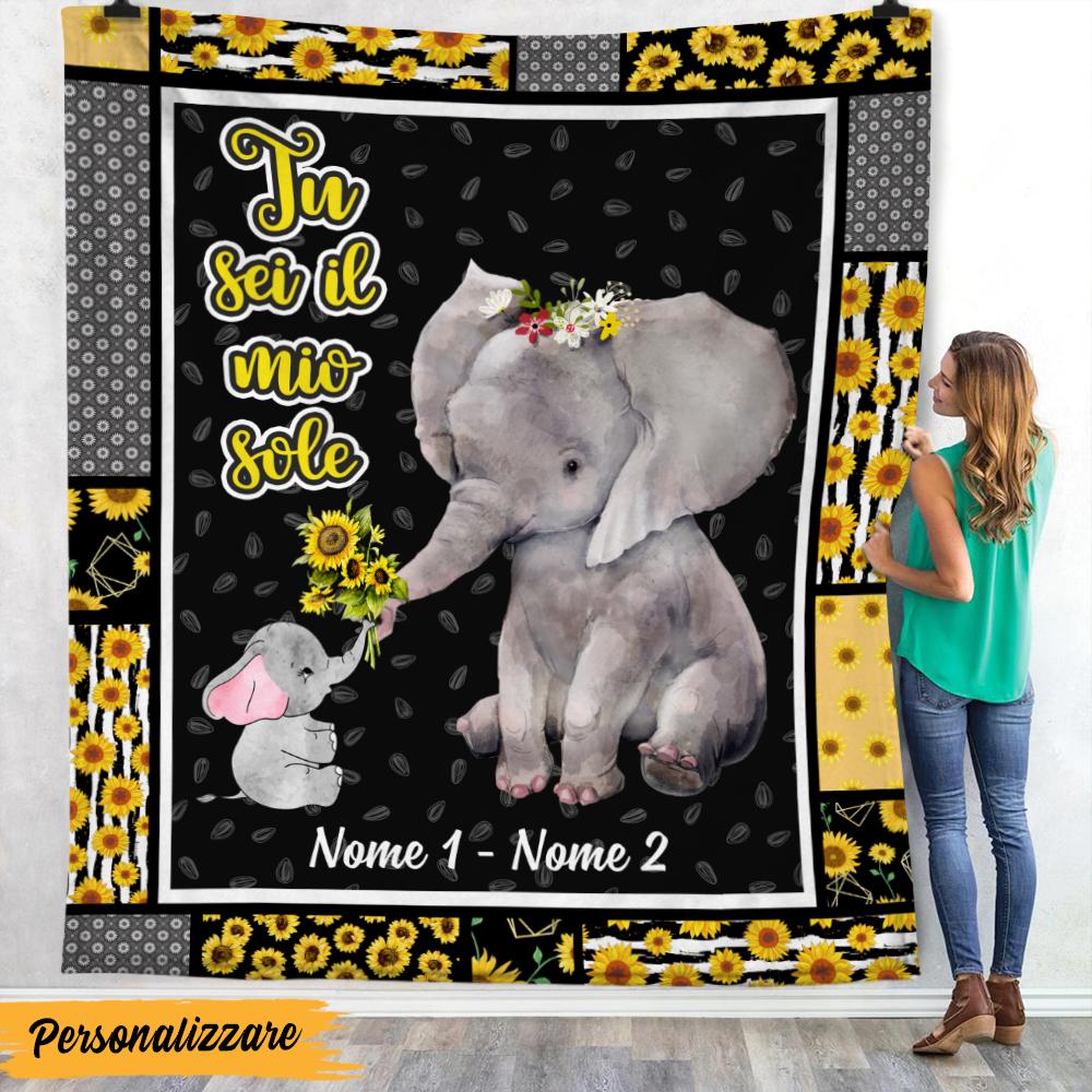 [Personalized Name] Elephant Mom Grandma Italian Elefante Mamma Nonna 3 Fleece Blanket, Sherpa Blanket, Gift For Parent, Family Member, Friends Gift, Christmas Gift, Home Decor, Home Living