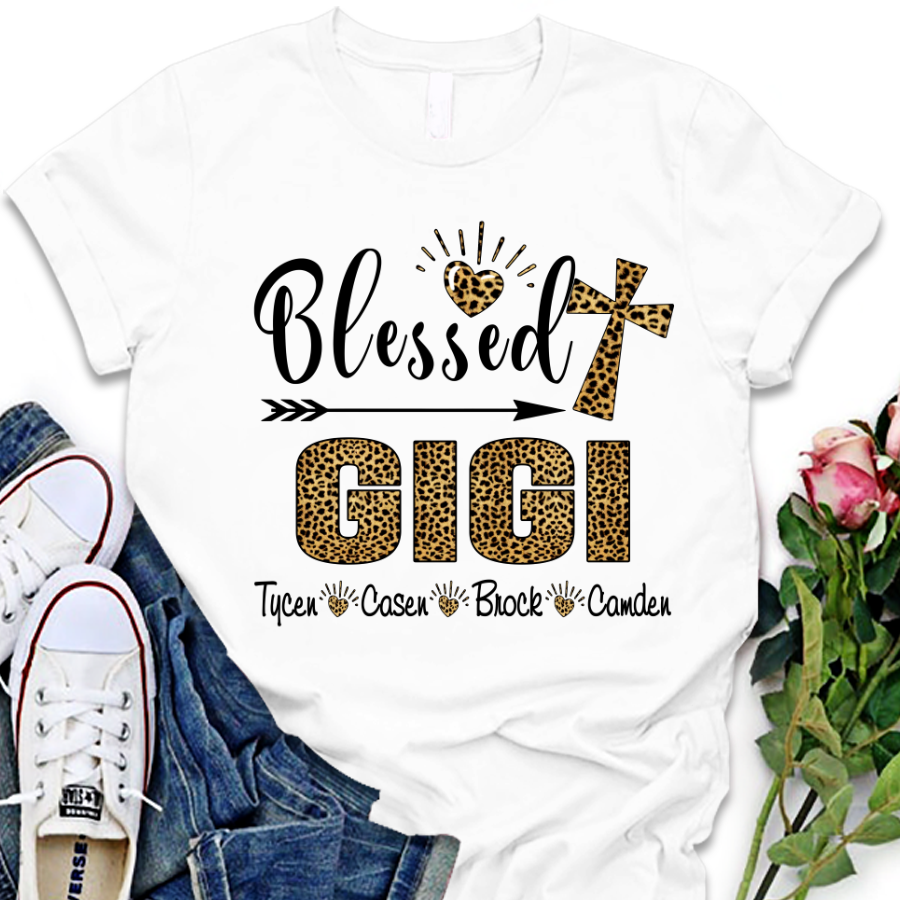 Blessed Grandma, Gigi Leopard Skin T-Shirt