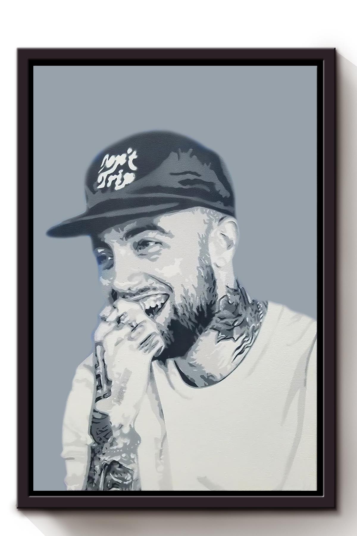 Mac Miller Poster Celebrity Wall Art Gift For Mac Miller Fan, Death Anniversary Of Mac Miller, Pop Fan Framed Canvas