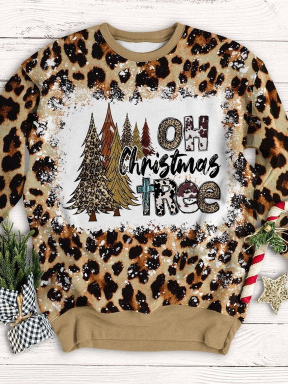 Oh Christmas Tree Cross Leopard 3D Hoodies T-Shirt Long Sleeve Gifts For Xmas – T38