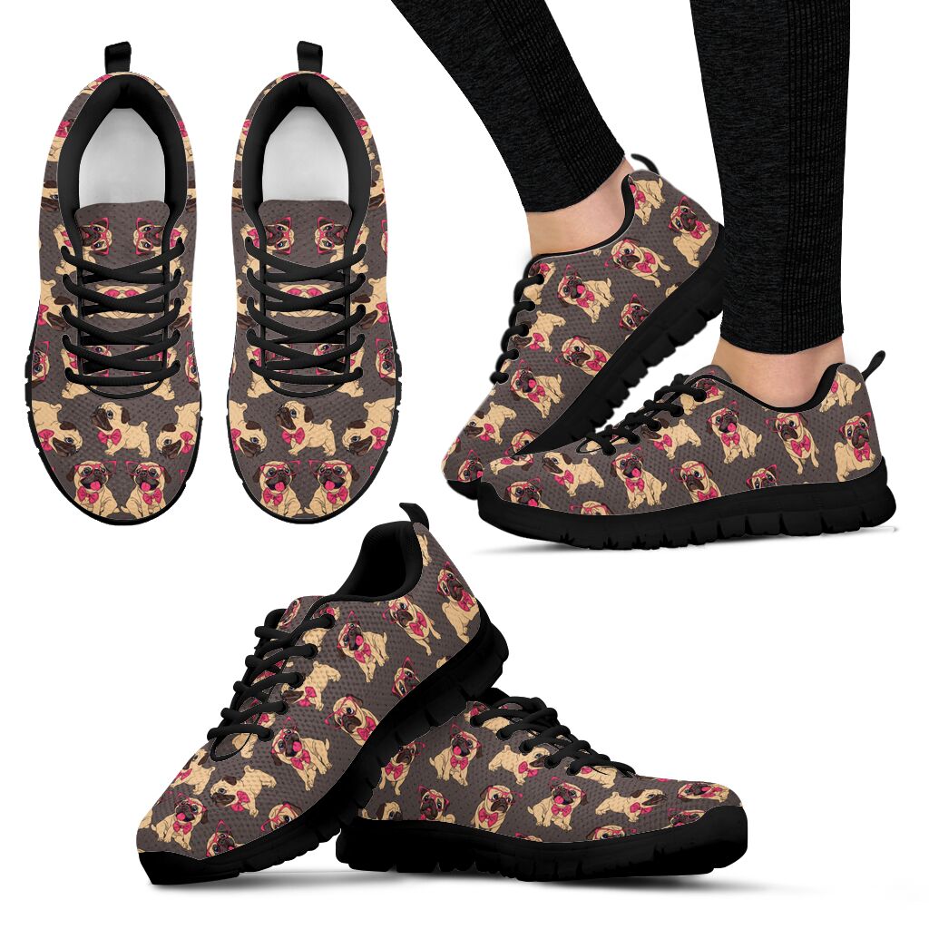 Pug Wearing Glasses Pattern Sneaker Fashion Shoes Fashion Comfortable Walking Running Shoes