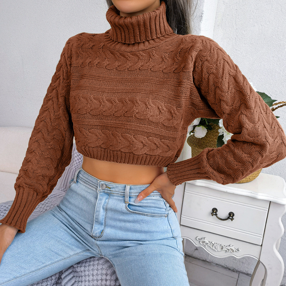 Yojoceli Turtleneck twist women autumn short knitted pullover Winter white sexy warm fashion sweater jumper Female knitted tops alx