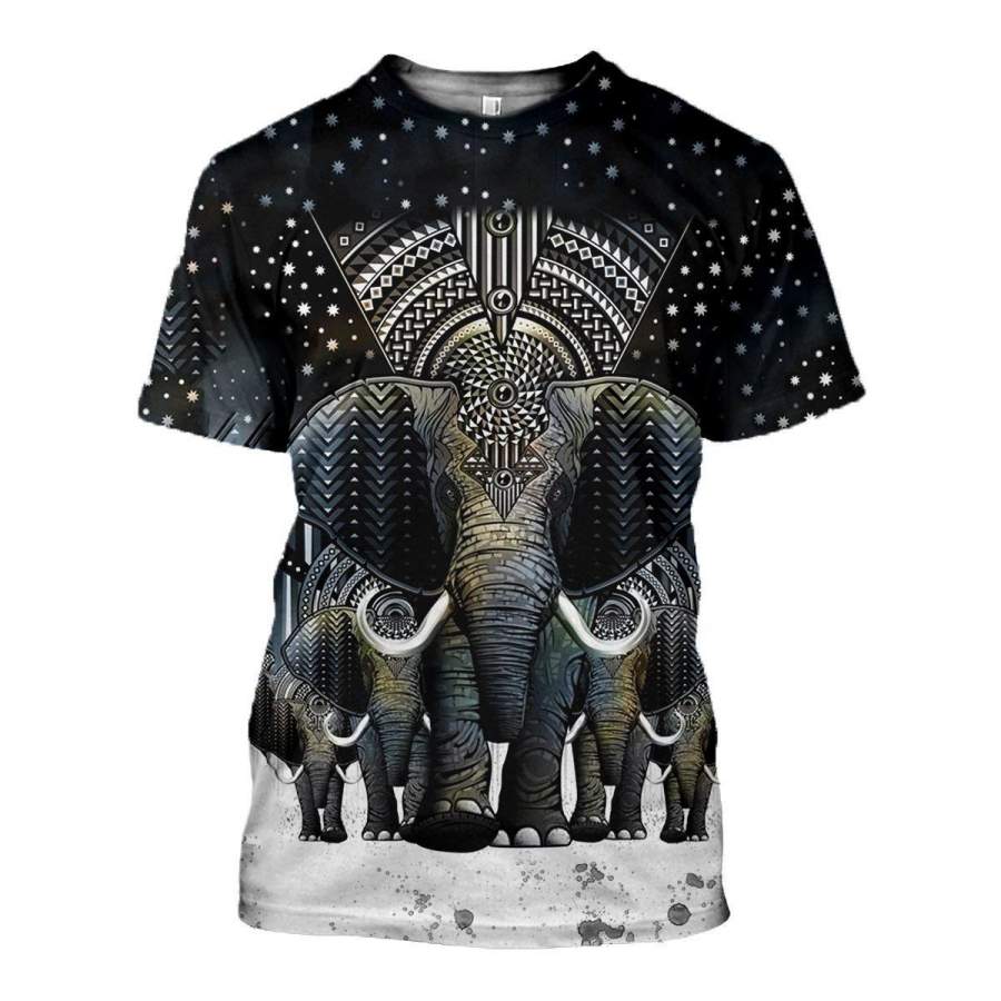 Beautiful Elephant Art Shirt And Shorts 3D Print For Men For Girls