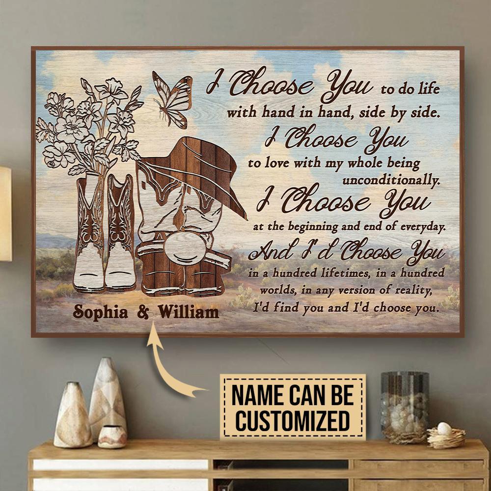 Aeticon Gifts Personalized Sky Cowboy Couple I Choose You Canvas Mom Dad Gift Home Decor