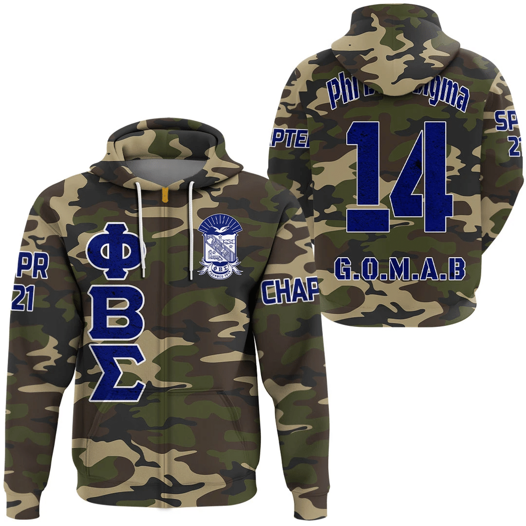 (Custom) Africa Zone Hoodie – Phi Beta Sigma Camouflage Zip Hoodie A31