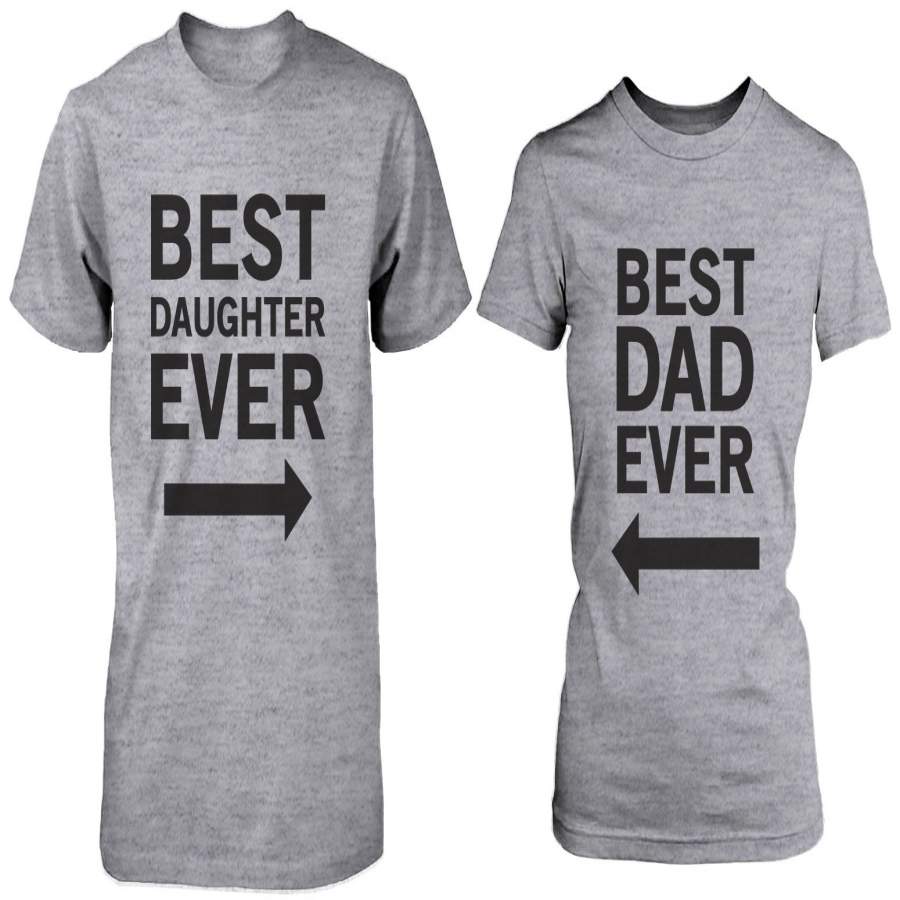 Matching Grey T-Shirts Set For Dad and Daughter – Best Dad / Beast Daughter