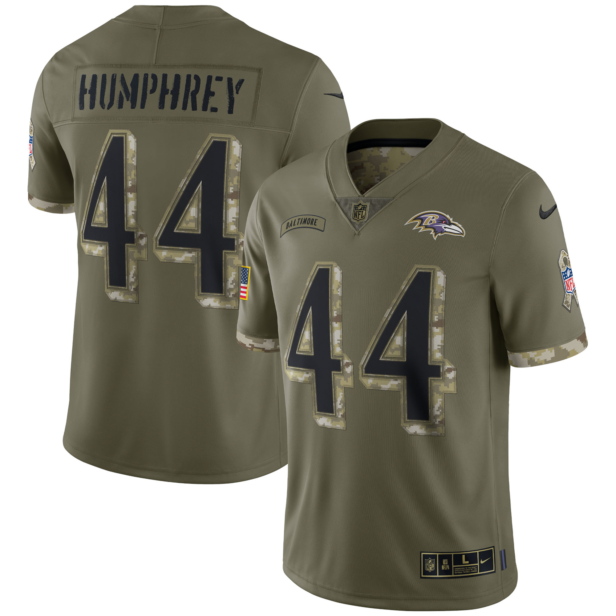 Men’s Baltimore Ravens Olive 2022 Salute To Service Limited Jersey 2