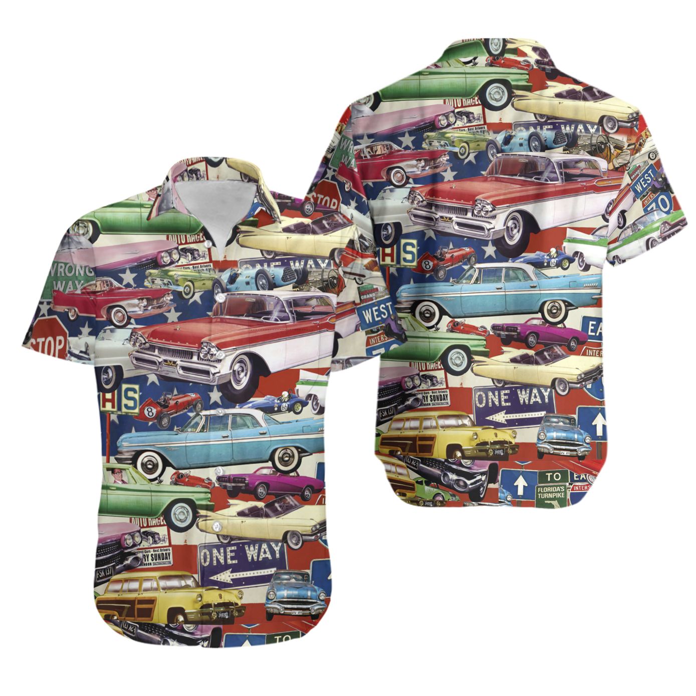 Vintage Car Collage Hawaii Shirt Hw 010 Ha19340