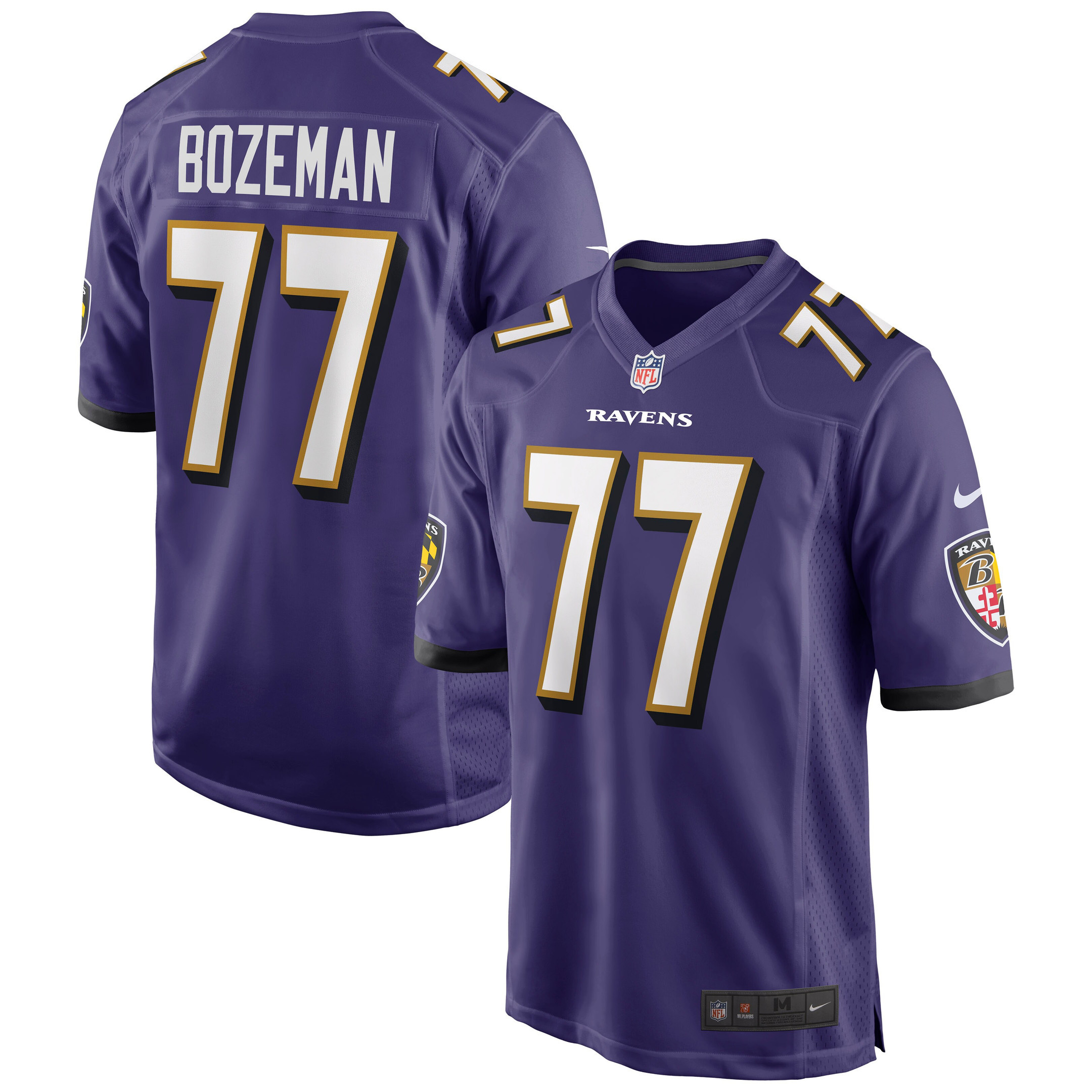 Bradley Bozeman Baltimore Ravens Game Player Jersey – Purple NFL