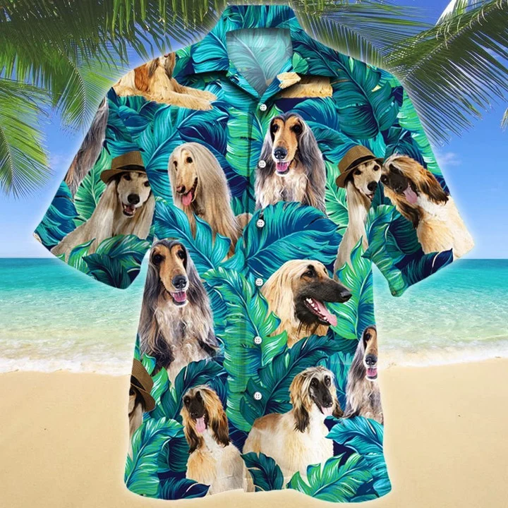 Afghan Hound Dog Lovers Gift Ideas Summer Beach Palm Tree Pattern Hawaii Shirt Ha43427