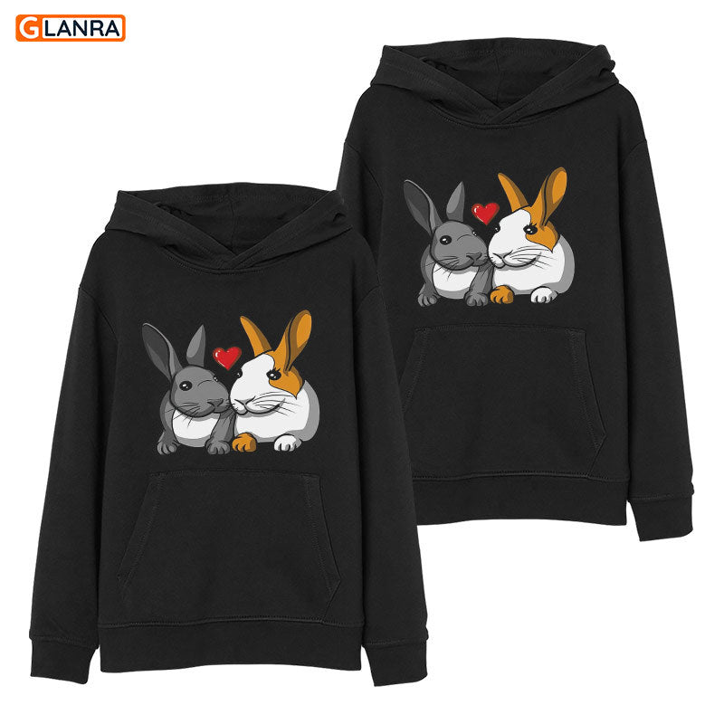 Bunny Kissed Hoodie, Couple Rabbit Hoodie, Couple Hoodie, Rabbit Hoodie, Hoodie, Unisex, Sweater, Sweatshirt