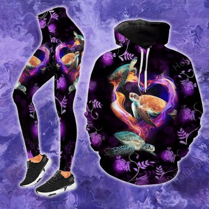 Turtles Heart In Purple 3D All Over Printed Shirt, Sweatshirt, Hoodie, Bomber Jacket Size S – 5XL