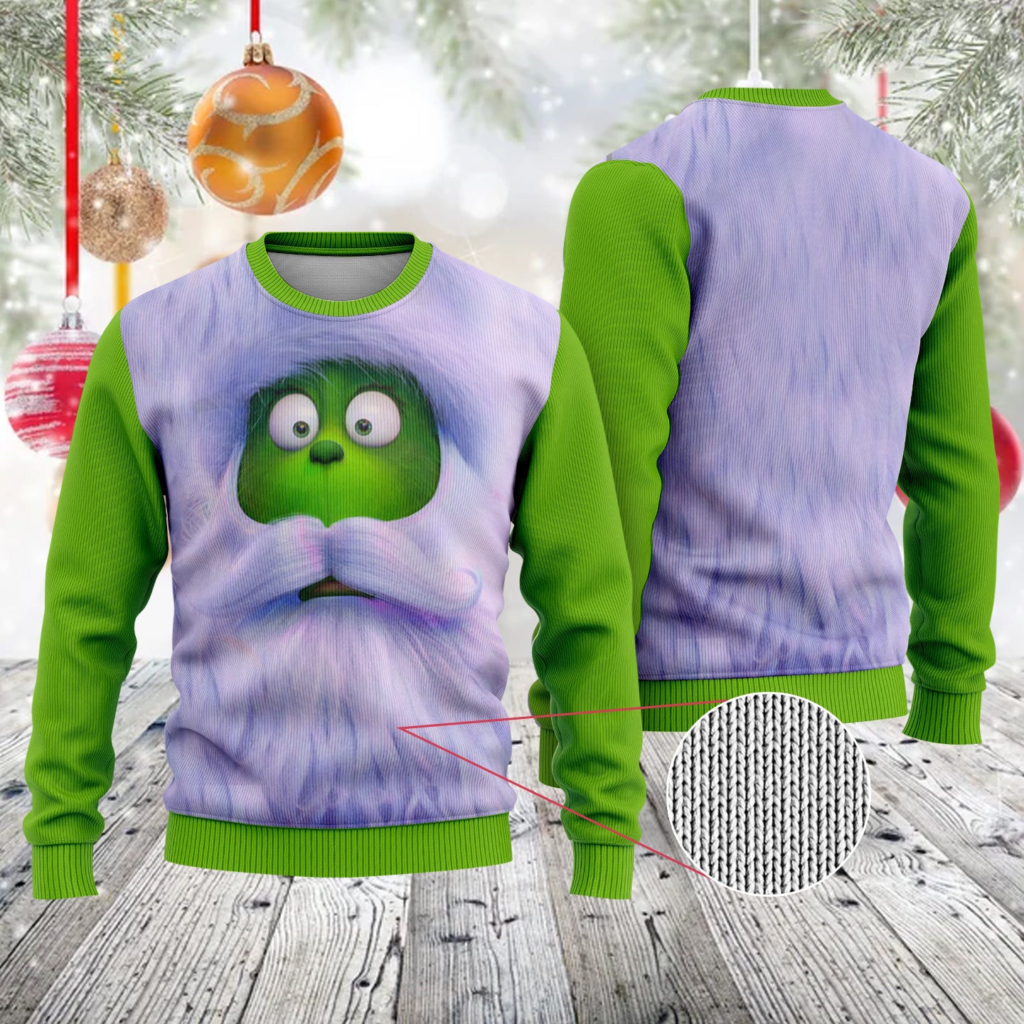 Funny Grinch Santa Claus Face Christmas Vibes Winter Ugly Sweater Unisex Shirt Gifts Men Women For Grandpa Birthday