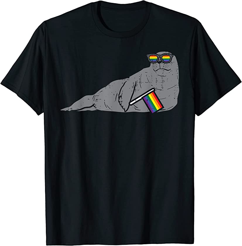 Seal Animal LGBTQ Rainbow Flag Gay Pride Ally Men Women T-Shirt