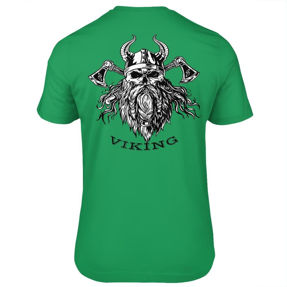 Mens Bearded Viking Skull With Helmut And Axes- Odin- Norse T-shirt ...