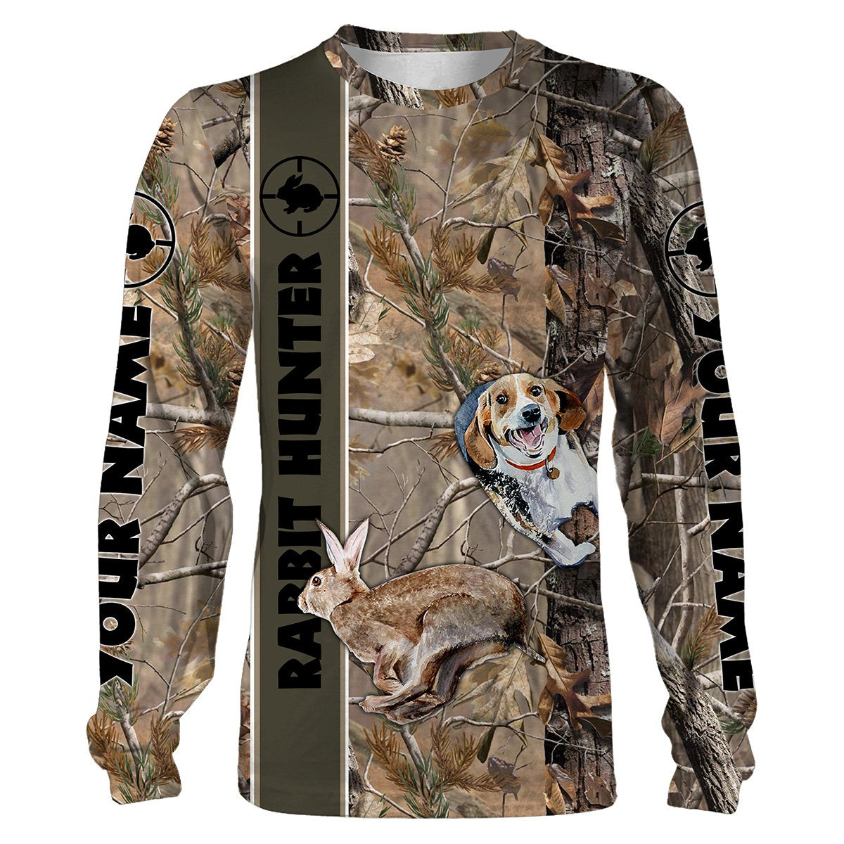 Rabbit Hunting With Beagles Hunting Dog Camouflage Custom Name Shirt Personalized Hunting Gift For Hunter Men, Women And Kid Fsd546