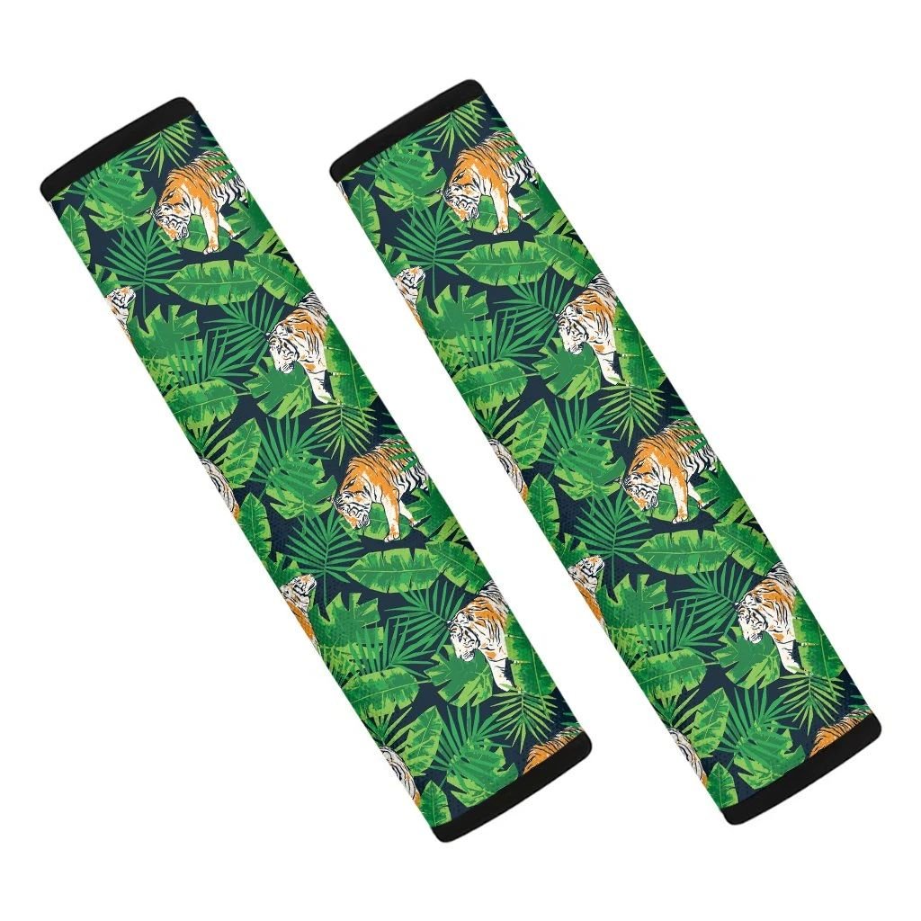 Tropical Tiger Pattern Print Car Seat Belt Covers