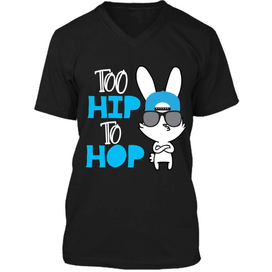 Cute Bunny Too Hip To Hop Easter Day for Boys Girls Tshirt Mens Printed V-Neck T