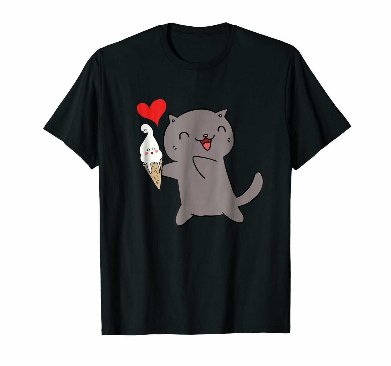 Cute Dancing Ice Cream Kitten T Shirt Kitty Cat Tee