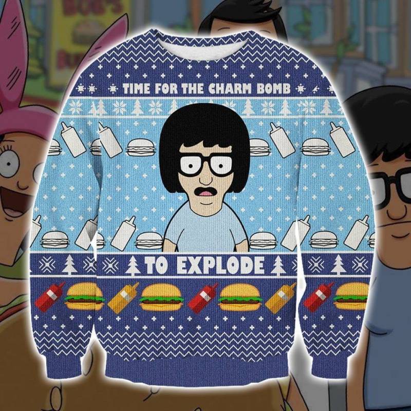 Bob’s Burgers BB Knitting Pattern 3D Print Ugly Christmas Sweatshirt