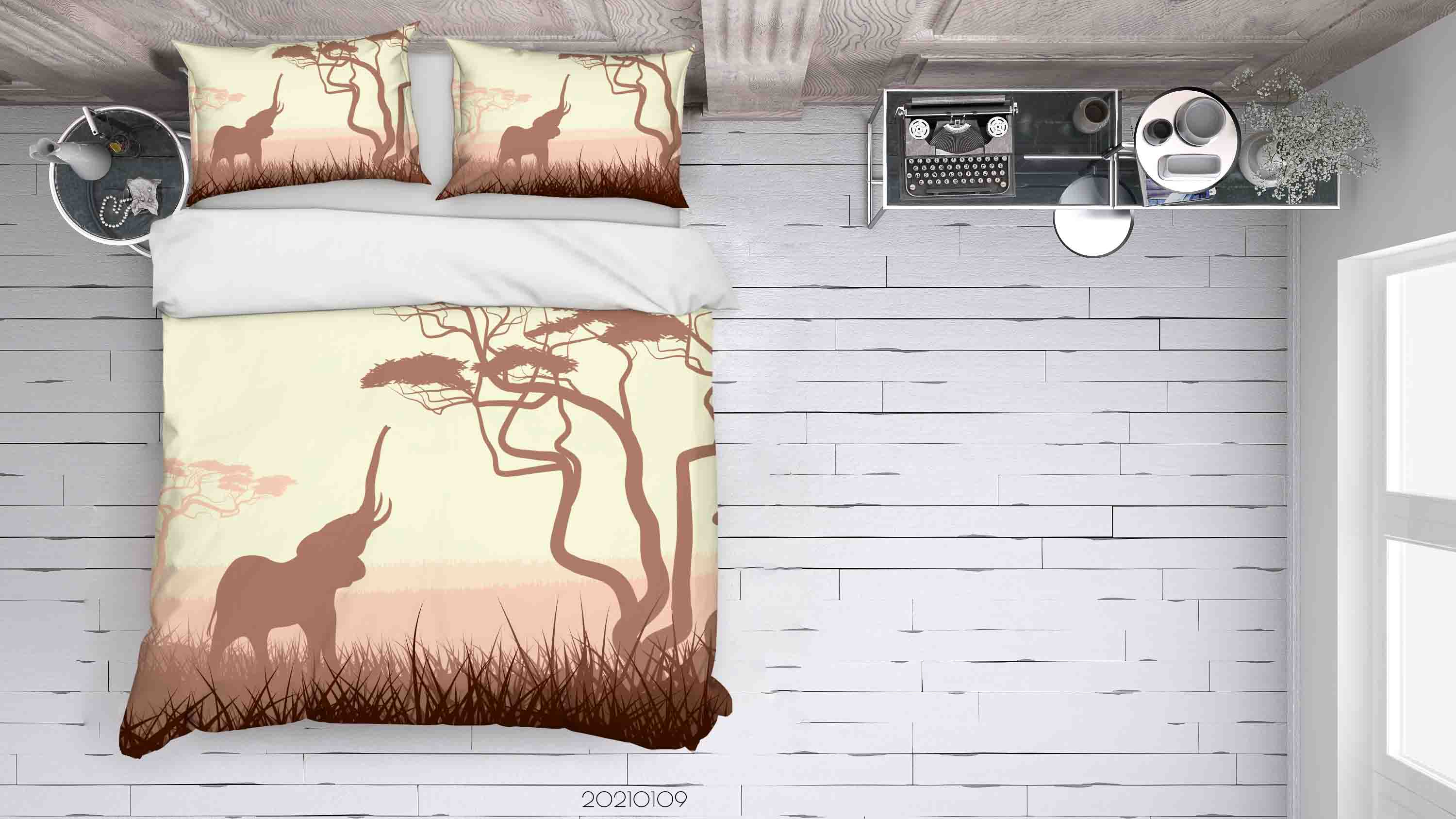 3D Cartoon Green Forest Animal Elephant Quilt Cover Set Bedding Set Duvet Cover Pillowcases 55 Lqh