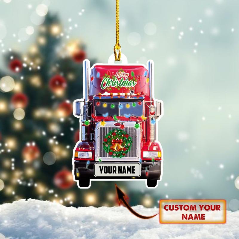 Personalized Red Tractor Head Truck Custom Shaped Ornament