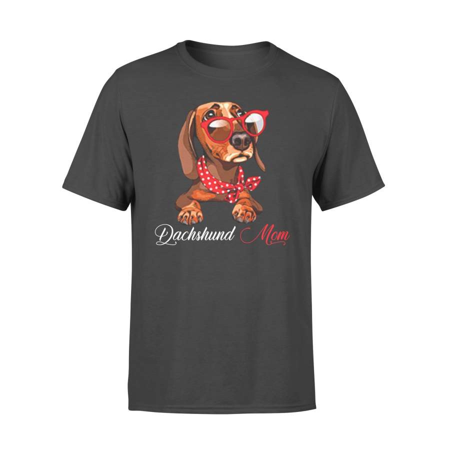 Dachshund Mom With Red Glass Cute Dog Puppy & Mama Funny Dog – T-shirt