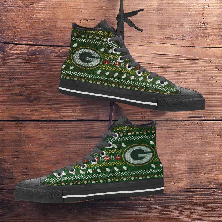 Green Bay Packers Ugly Christmas Style Canvas High Top Shoes