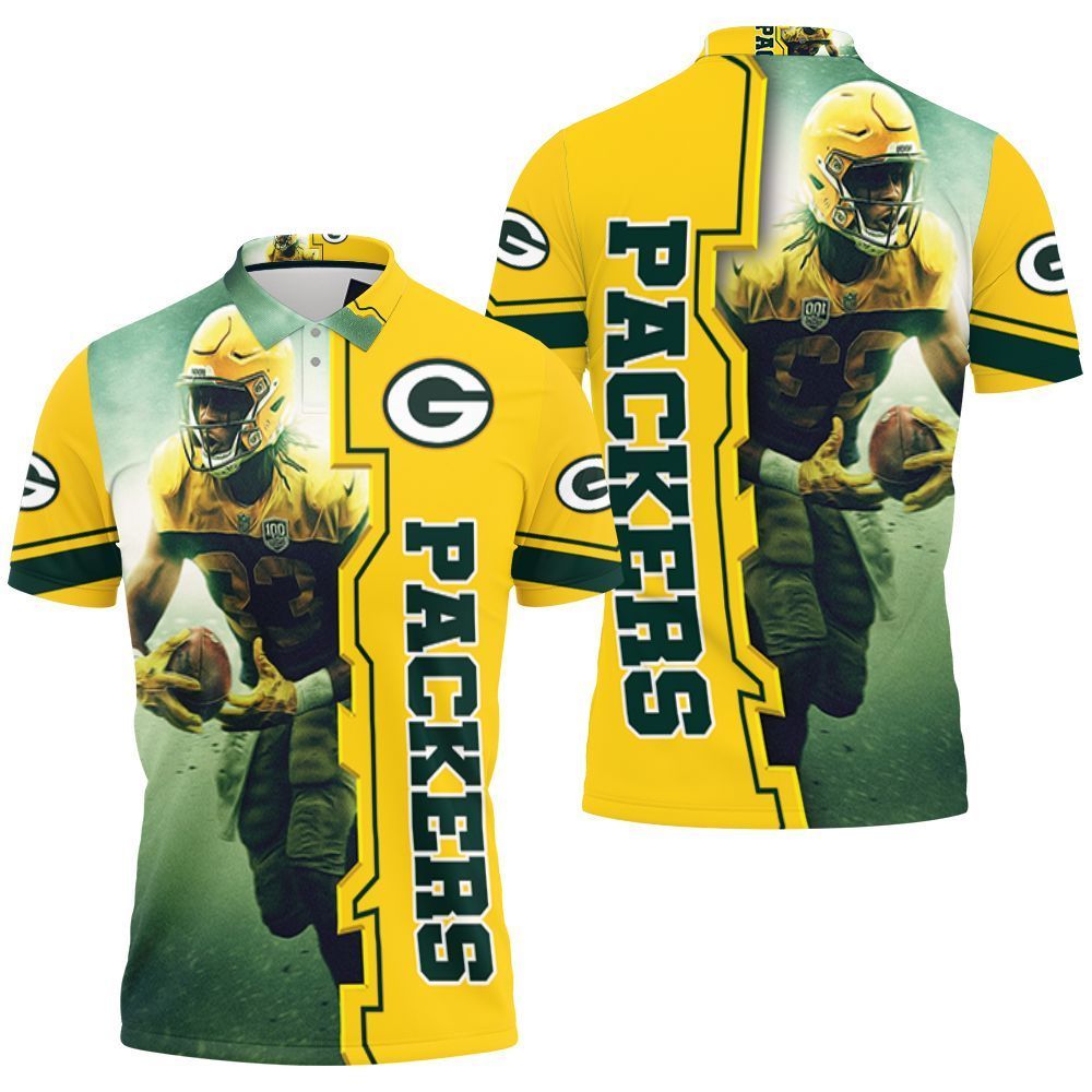 Aaron Jones 23 Green Bay Packers 3D Polo Shirt, Jersey