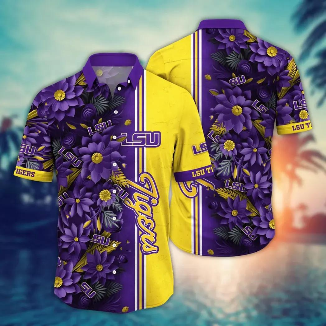 Lsu Tigers Ncaa Flower Aloha Hawaiian Shirt 3, Ncaa Hawaiian Shirt