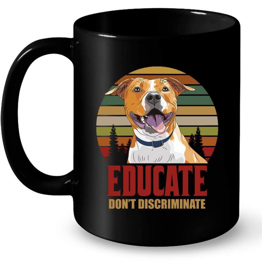 Educate Don’t Discriminate, Dog Lover, Classic Vintage Retro – Full-Wrap Coffee Black Mug