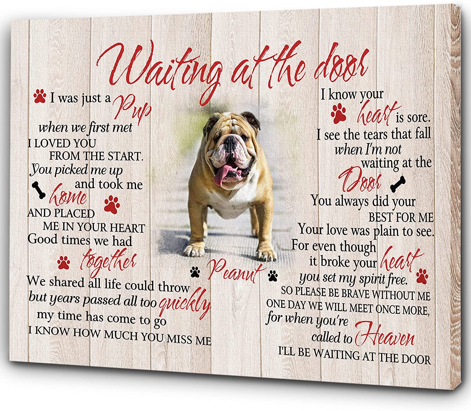 Puppy Sympathy Gift Personalized Canvas Waiting At The Door Memorial Dog Canvas Sympathy Gift For Loss Of Dog, Pet, For Dog Owners Pet Remembrance, Loss Of Dog, Paw Friend Loss