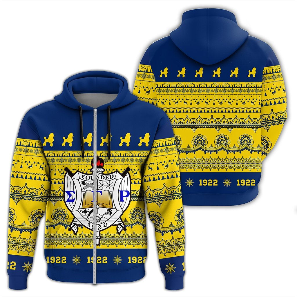 Sorority Hoodie – Sigma Gamma Rho Xmas Establish Year Zip Hoodie