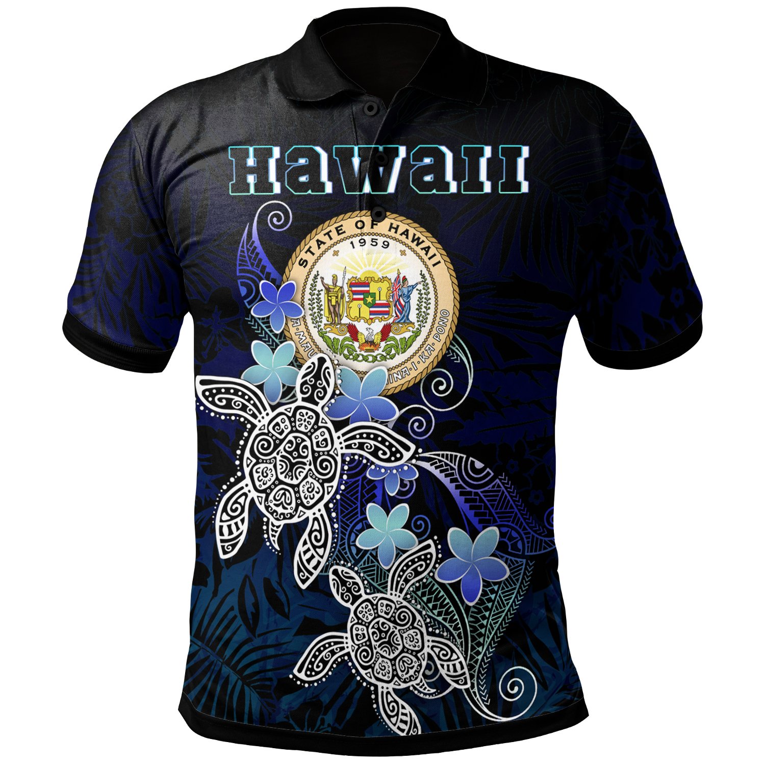 Hawaii Polynesian Polo Shirt – Blue Turtle Couple – BN22
