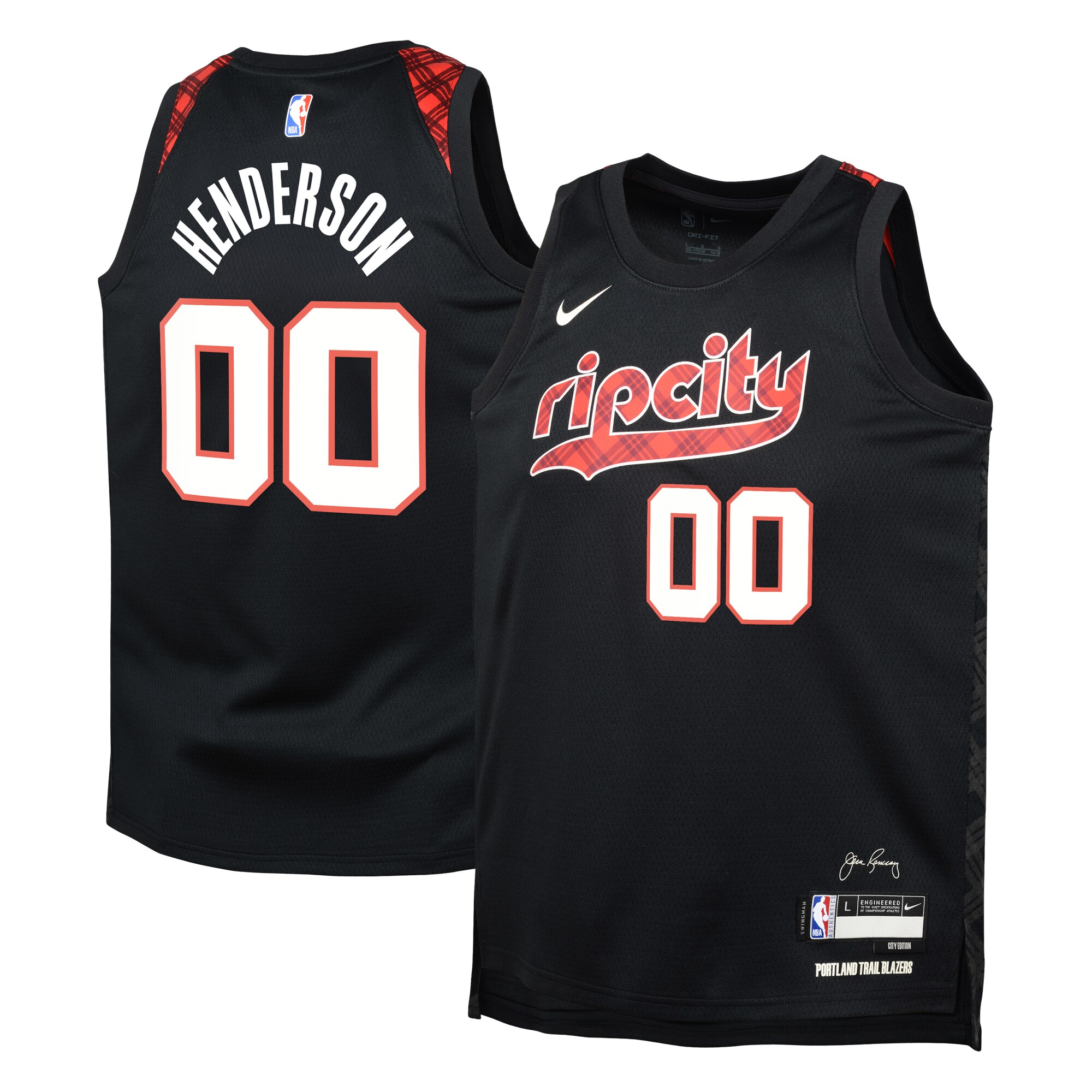 Portland Trail Blazers City Edition Swingman Jersey 23 – Black – Scoot Henderson – Youth