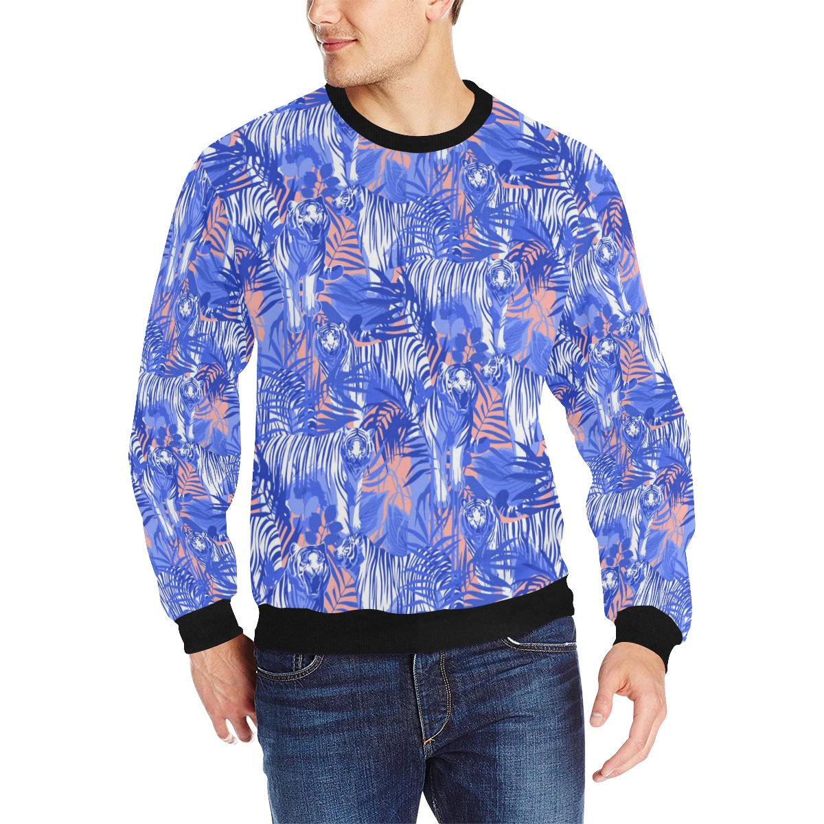 white bengal tigers pattern Men’s Crew Neck Sweatshirt