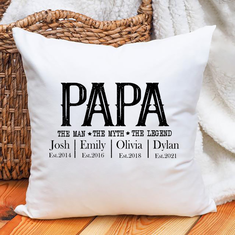 Presonalized Papa The Man The Myth The Legend Indoor Pillow