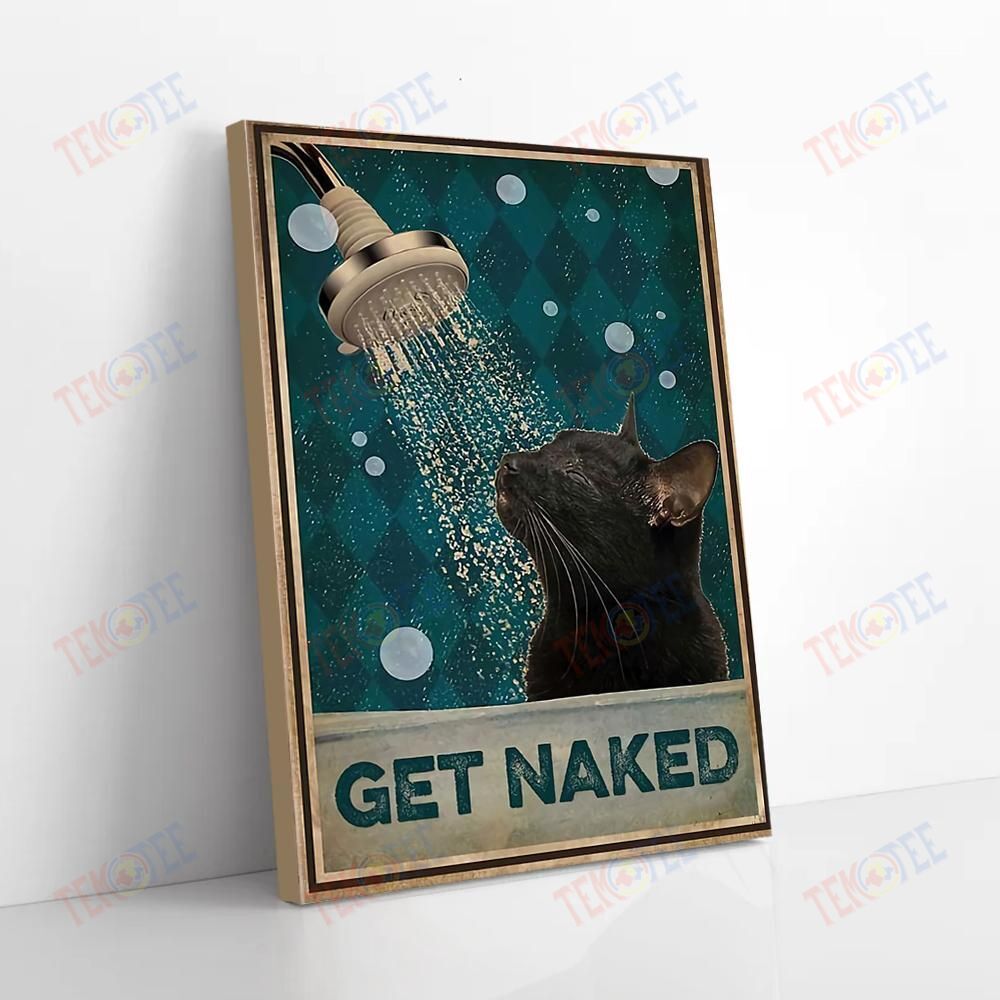 Canvas Wall Art Get Naked Black Cat Taking Shower Printing Canvas Elegant Living Room Bedroom Bathroom Home Decoration