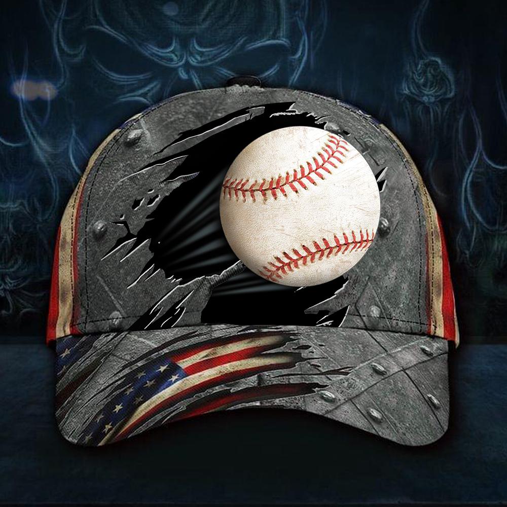 Baseball Ball 3D Hat Print USA Flag Cap Vintage Happy Fathers Day Baseball Gift Ideas