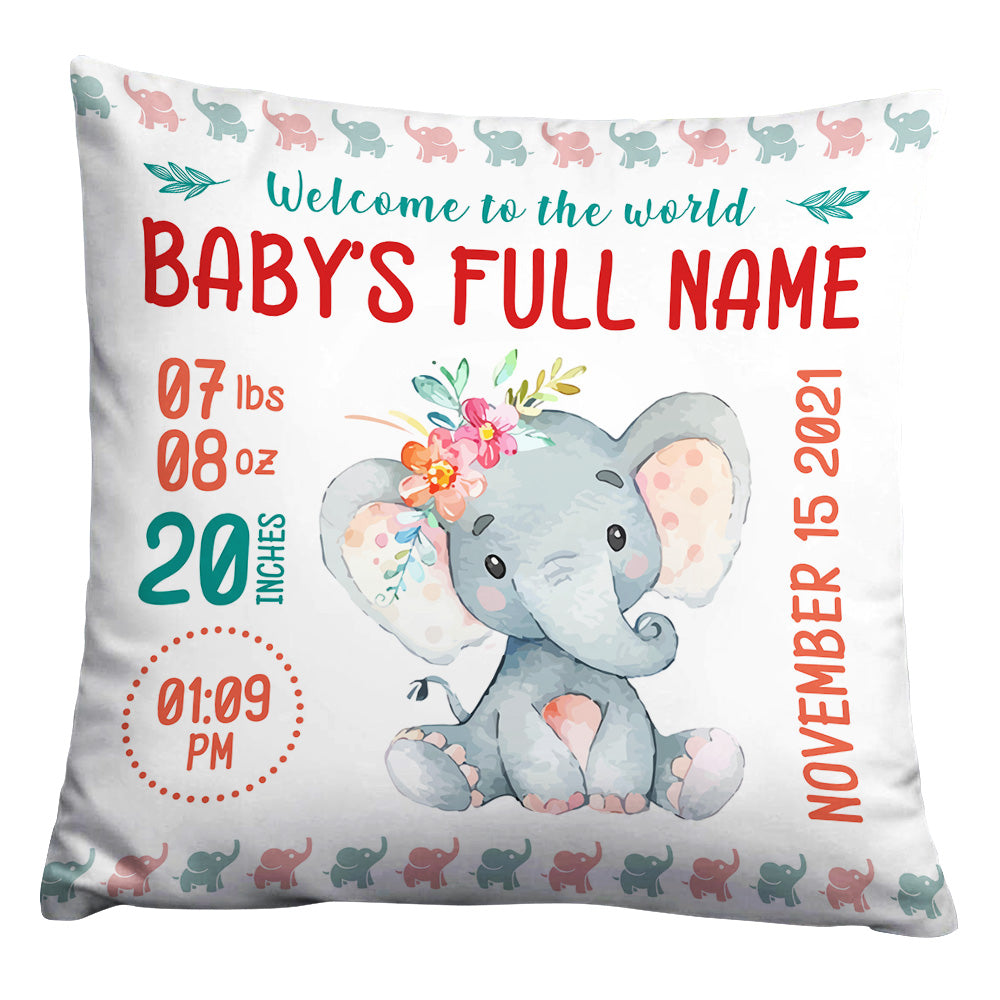 Personalized Elephant Baby Mom Grandma Son Grandson Daughter Granddaughter Pillow Nb84 24O32