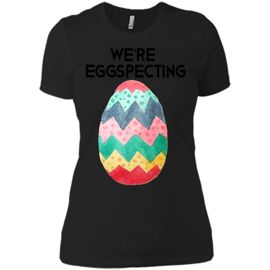 Couples Easter Pregnancy Reveal T-Shirt Were Eggspecting1 Next Level Ladies Boyfriend Tee