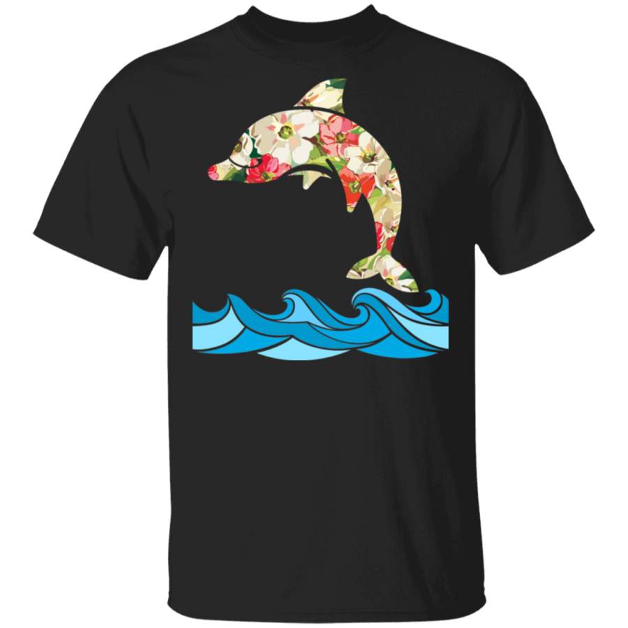 Beach Sea Flower Dolphin Floral Summer Vacation Dolphin Lover Gifts T-Shirt