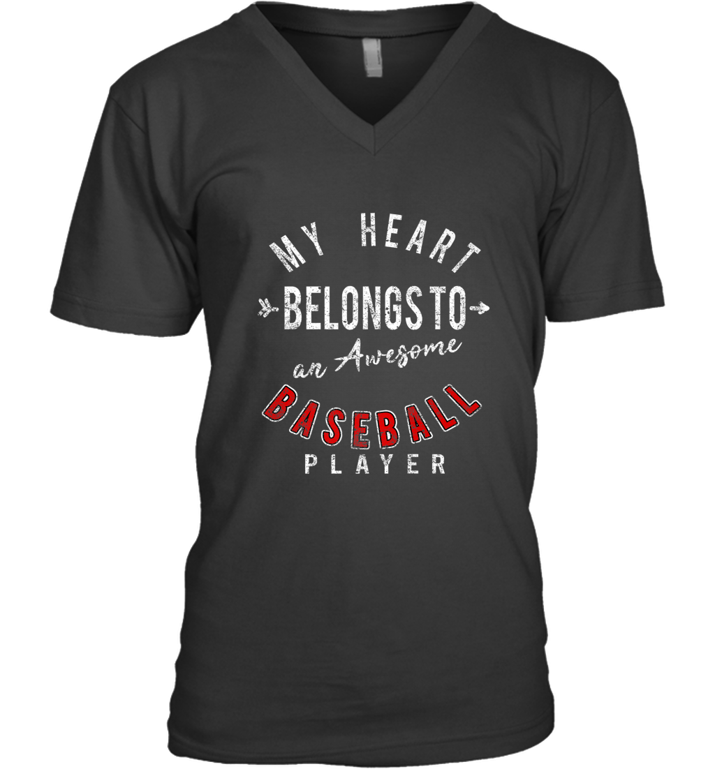 My Heart Belongs To A Baseball Player Valentines Day Men’s V-Neck