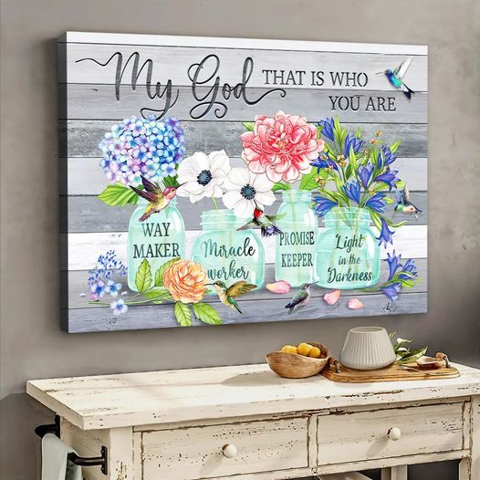 Hummingbird flower my god that is who you are war maker light darkness Home Living Room Wall Decor Horizontal Poster Canvas G95