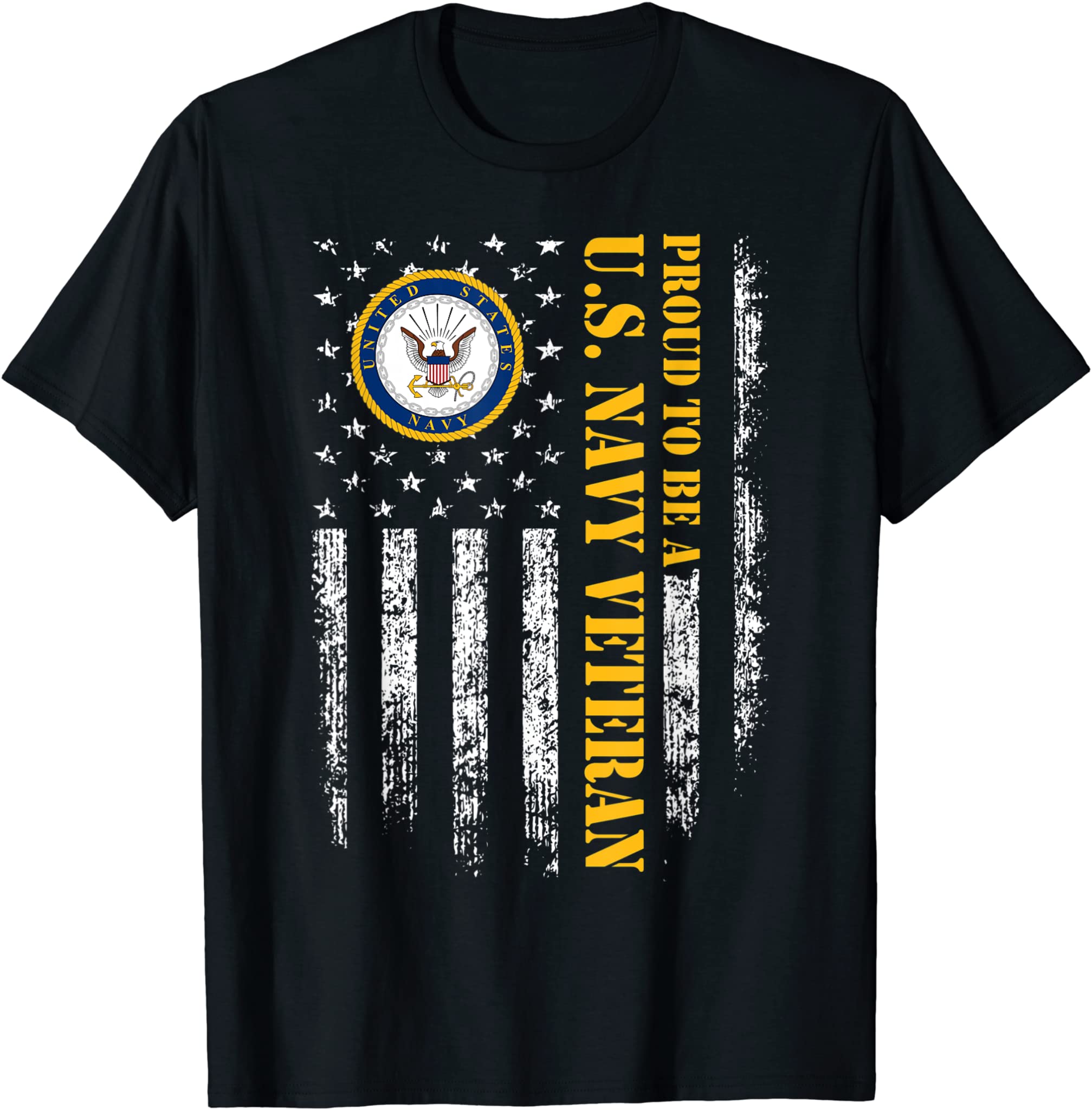 Vintage American Flag Proud To Be A Us Navy Military Veteran T-Shirt