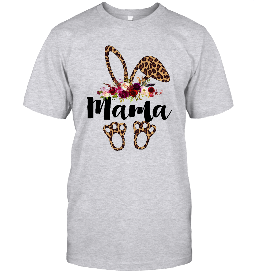 Bunny Easter Mama Leopard Print T-Shirt Rabbit Funny Shirt Mom Graphic Tees Top