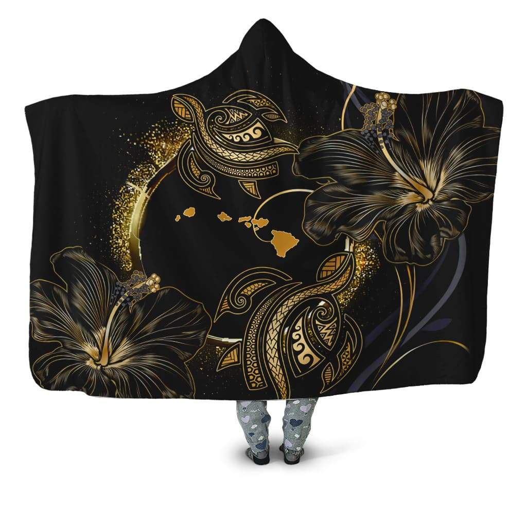 Amazing Polynesian Hawaii Turtle Golden 3D Over Printed Unisex Hooded Blanket ML HHT26032106