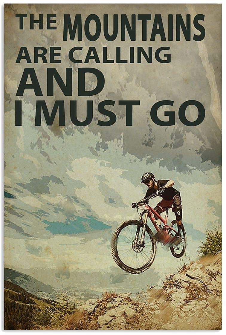 Vintage Mountain Bike Calling Must Go Poster Art Print      Home Decor Gift For Men Women Family Friend On Birthday Xmas