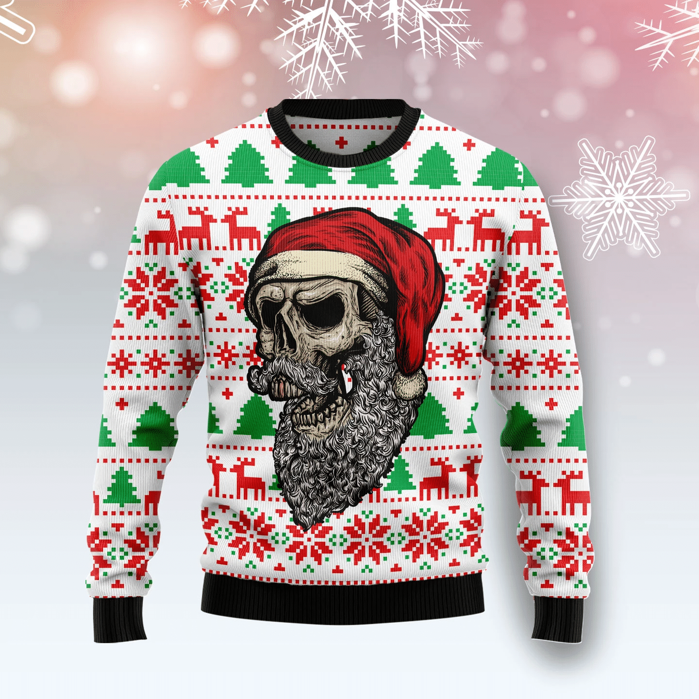 Skull Santa Claus Costume Christmas Ugly Sweater