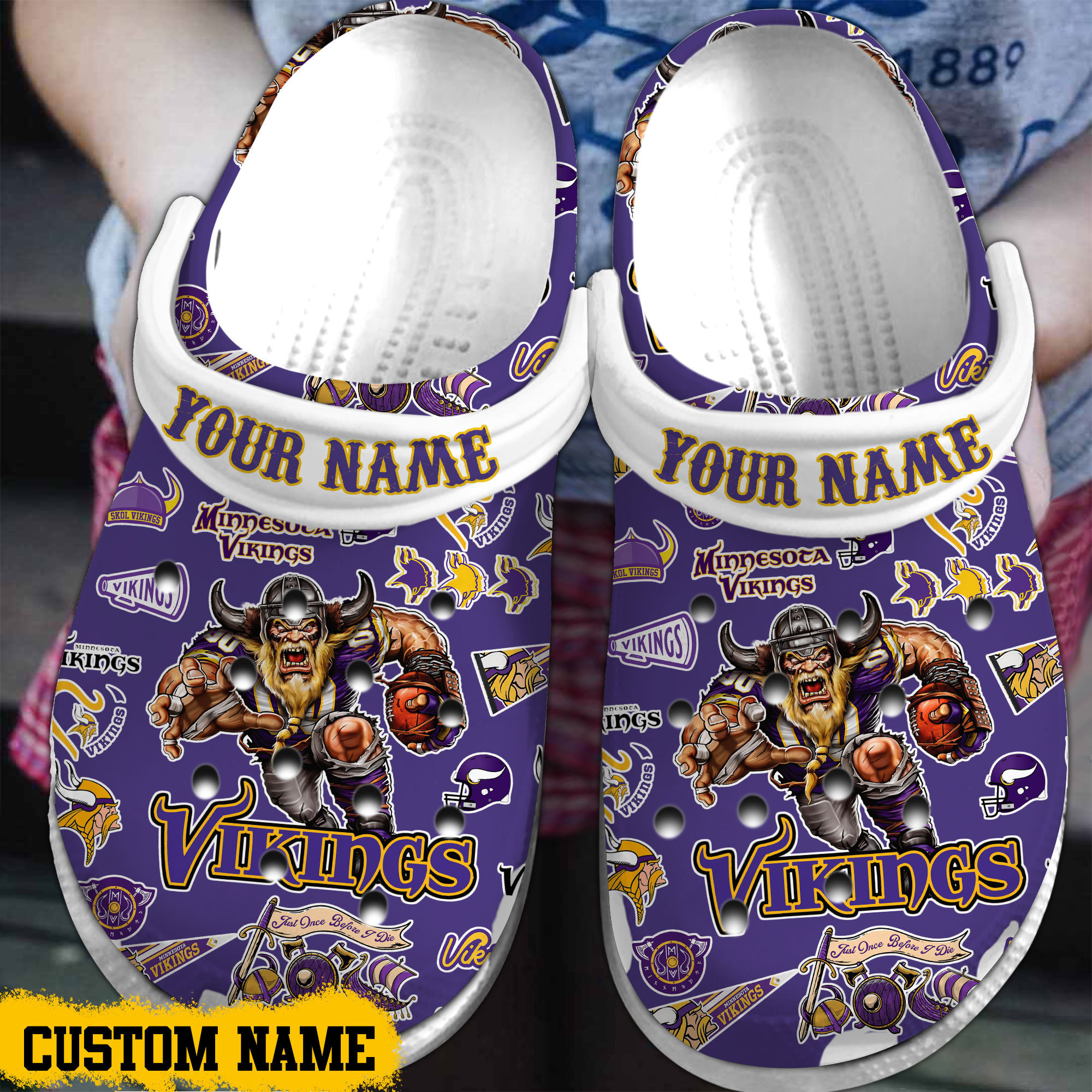 Minnesota Vikings NFL Sport Crocss Crocband Clogs Shoes Comfortable For Men Women and Kids